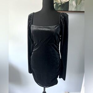 Soft Black Wild Fable Ruched Velvet Cocktail Dress Medium